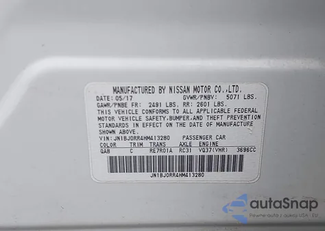 2017 Infiniti Qx50 from USA, damaged, VIN JN1BJ0RR4HM413280